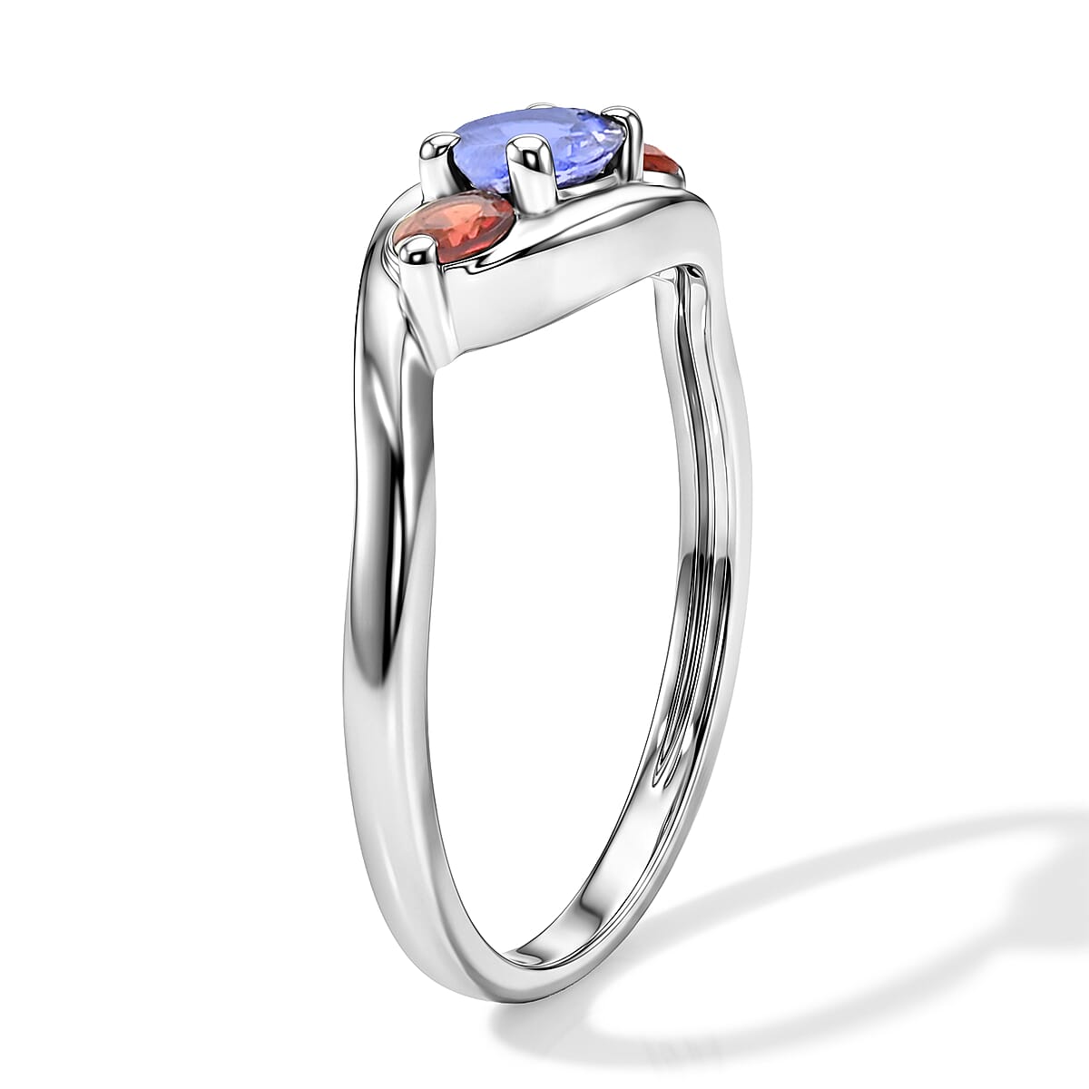 Tanzanite and Mozambique Garnet 0.30 ctw Ring in Sterling Silver (Size 7.0) image number 3