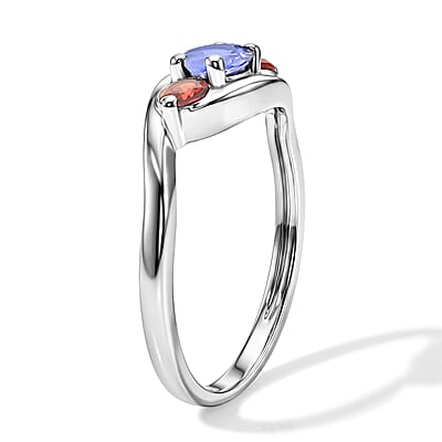 Tanzanite and Mozambique Garnet 0.30 ctw Ring in Sterling Silver (Size 7.0)