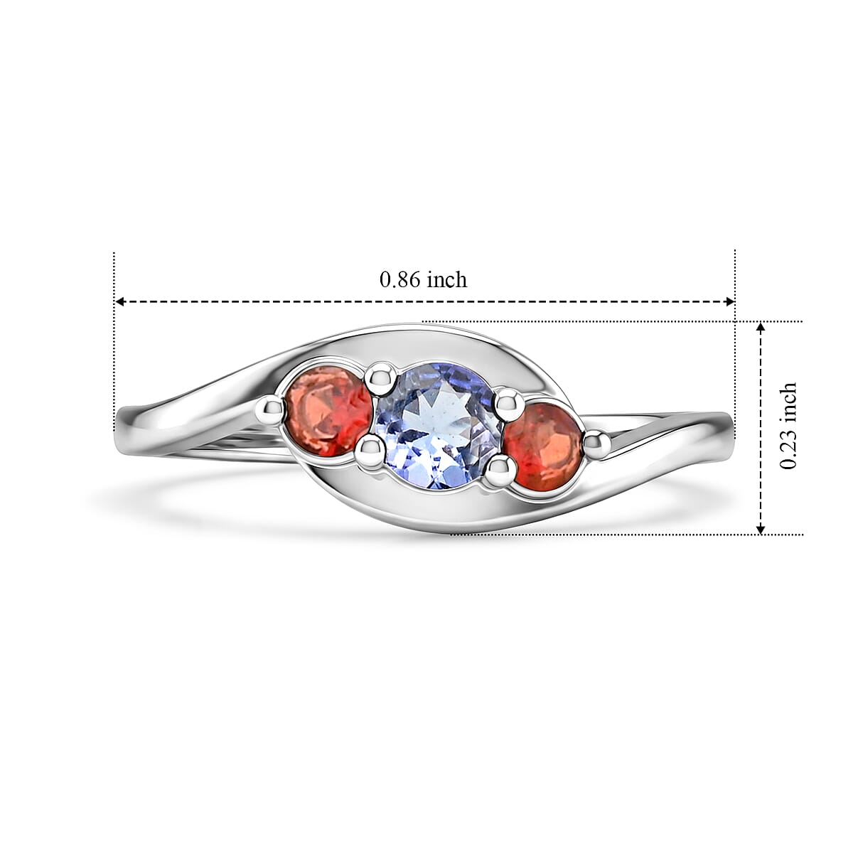Tanzanite and Mozambique Garnet 0.30 ctw Ring in Sterling Silver (Size 7.0) image number 5