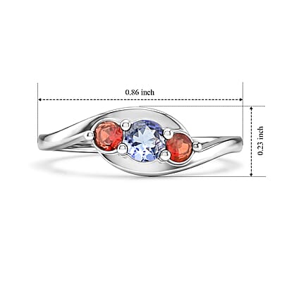 Tanzanite and Mozambique Garnet 0.30 ctw Ring in Sterling Silver (Size 7.0)