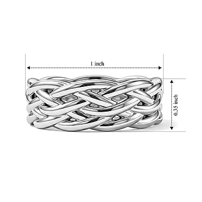 Woven Ring in Sterling Silver (Size 9.0) 8.70 Grams