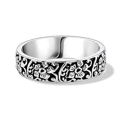 Flower Band Ring in Sterling Silver (Size 7.5) 4.17 Grams