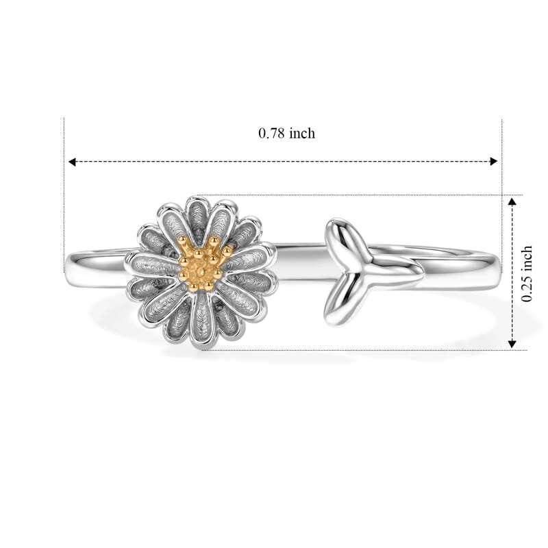 Flower with Yellow Center Ring in Sterling Silver