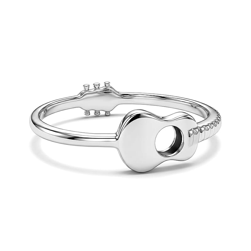 Guitar Band Ring in Sterling Silver (Size 10.0) 2.0 Grams