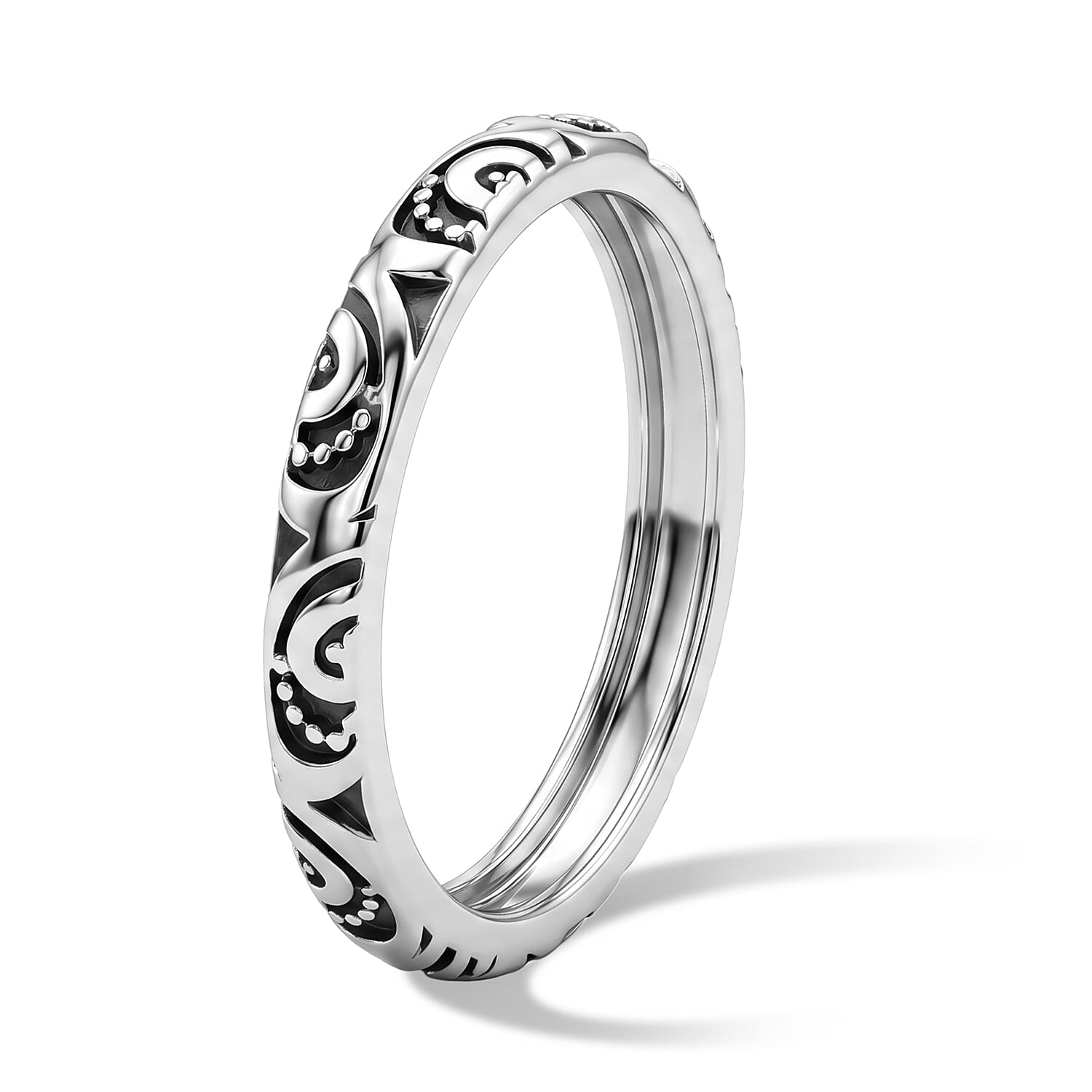 Footprint Band Ring in Sterling Silver (Size 5.0) 1.90 Grams