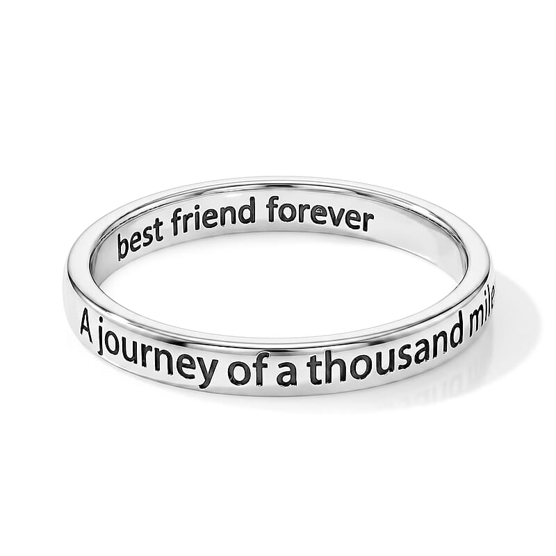 A Journey Of A Thousand Miles Begins With A Single Step Band Ring in Sterling Silver (Size 8.0) 2 Grams