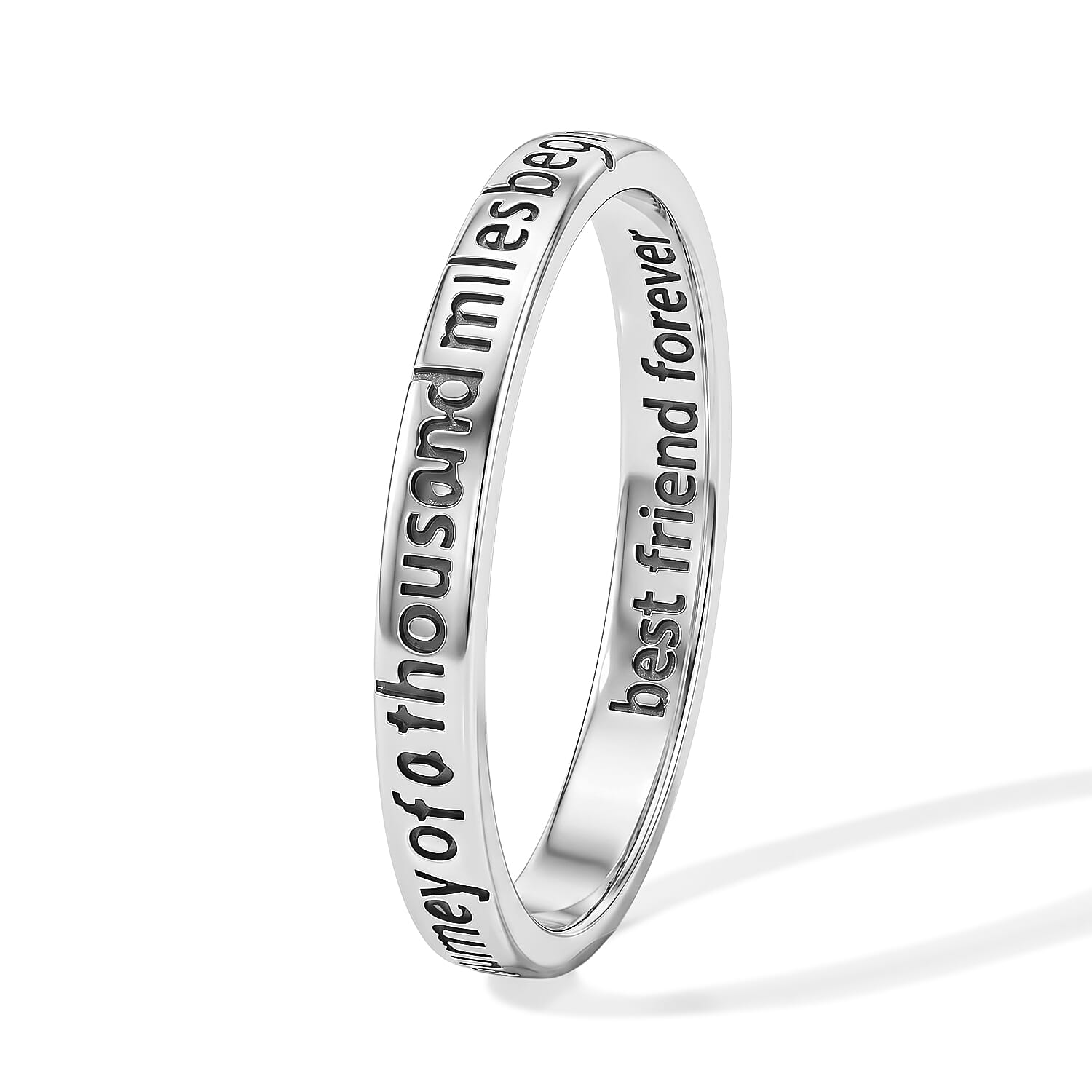 A Journey Of A Thousand Miles Begins With A Single Step Band Ring in Sterling Silver (Size 8.0) 2 Grams