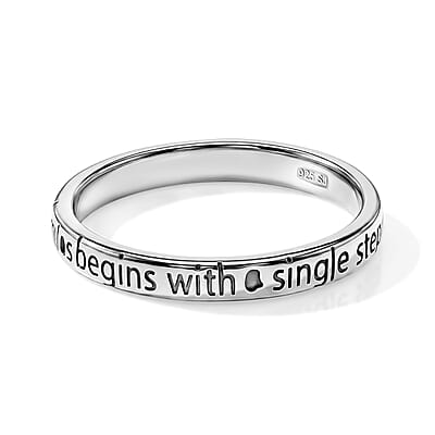 A Journey Of A Thousand Miles Begins With A Single Step Band Ring in Sterling Silver (Size 8.0) 2 Grams