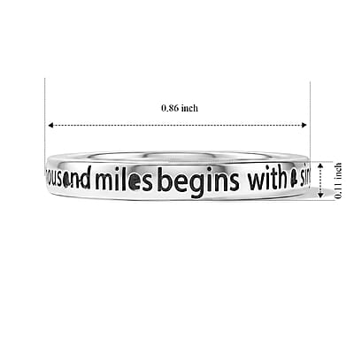 A Journey Of A Thousand Miles Begins With A Single Step Band Ring in Sterling Silver (Size 8.0) 2 Grams
