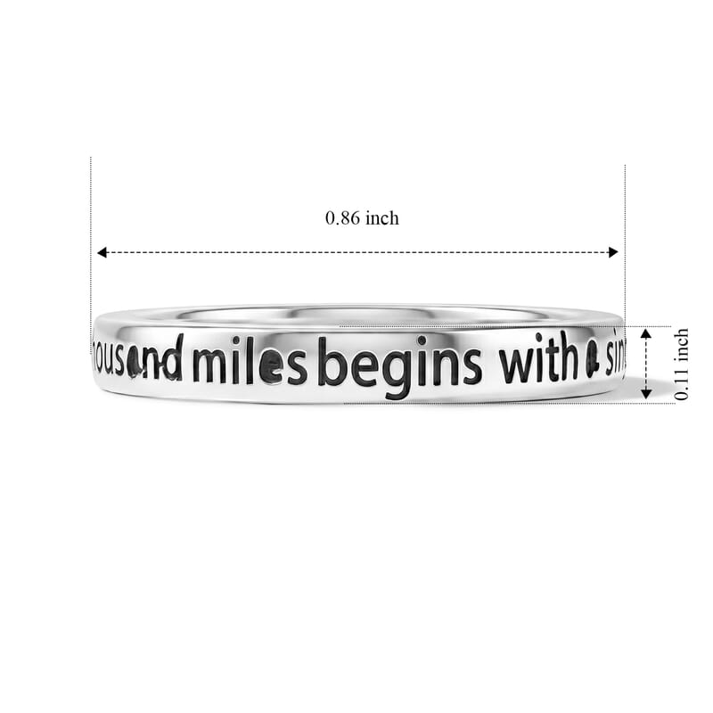 A Journey Of A Thousand Miles Begins With A Single Step Band Ring in Sterling Silver (Size 8.0) 2 Grams
