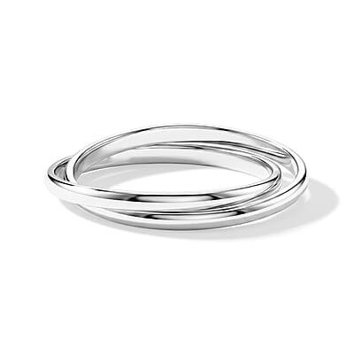 Dual Ring I Love You Moon and Back Band Ring in Sterling Silver (Size 9.5) 1.95 Grams