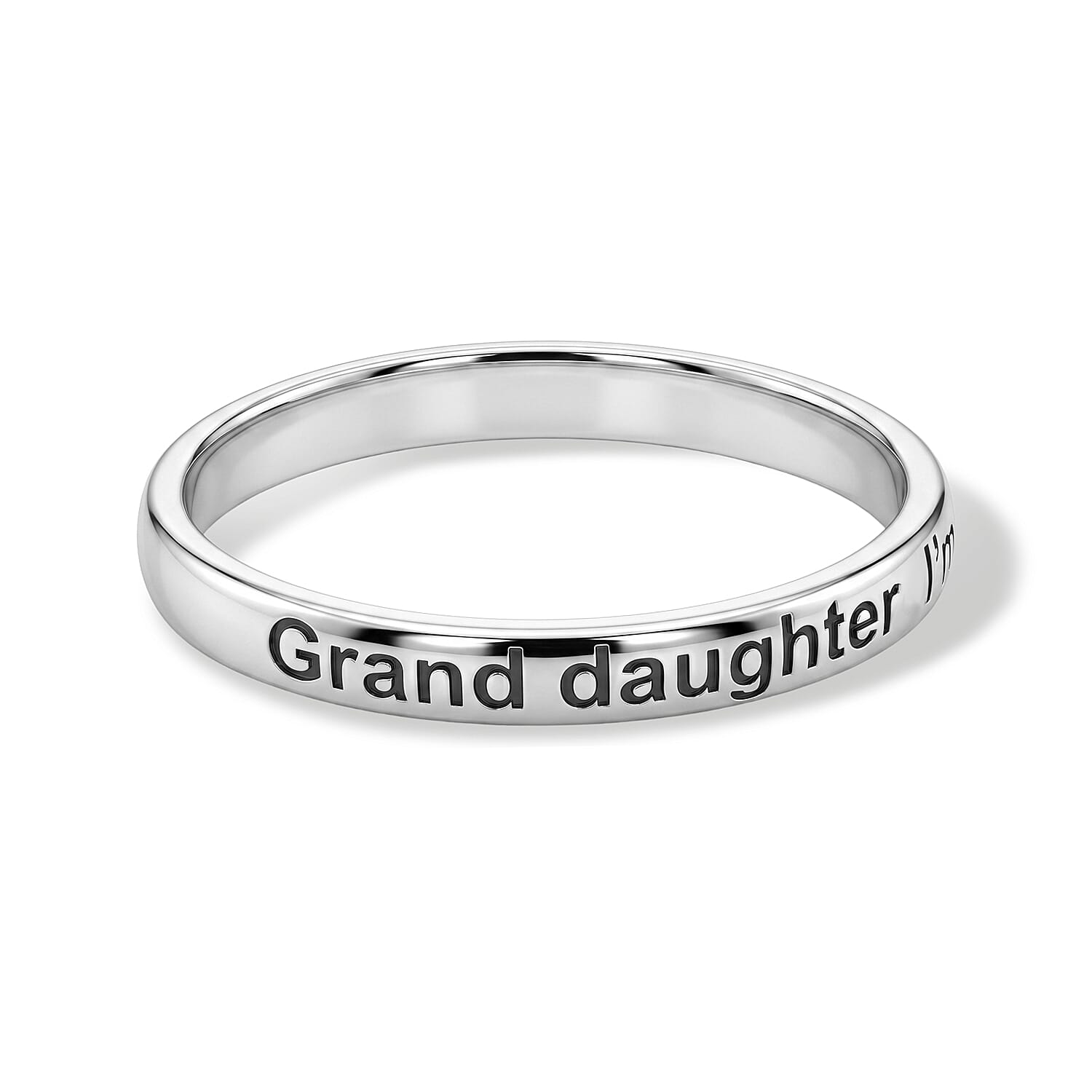 Grand Daughter Im So Glad You'Re Mine Band Ring in Sterling Silver (Size 9.0) 2 Grams