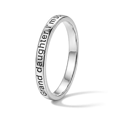 Grand Daughter Im So Glad You'Re Mine Band Ring in Sterling Silver (Size 9.0) 2 Grams