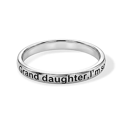 Grand Daughter Im So Glad You'Re Mine Band Ring in Sterling Silver (Size 9.0) 2 Grams