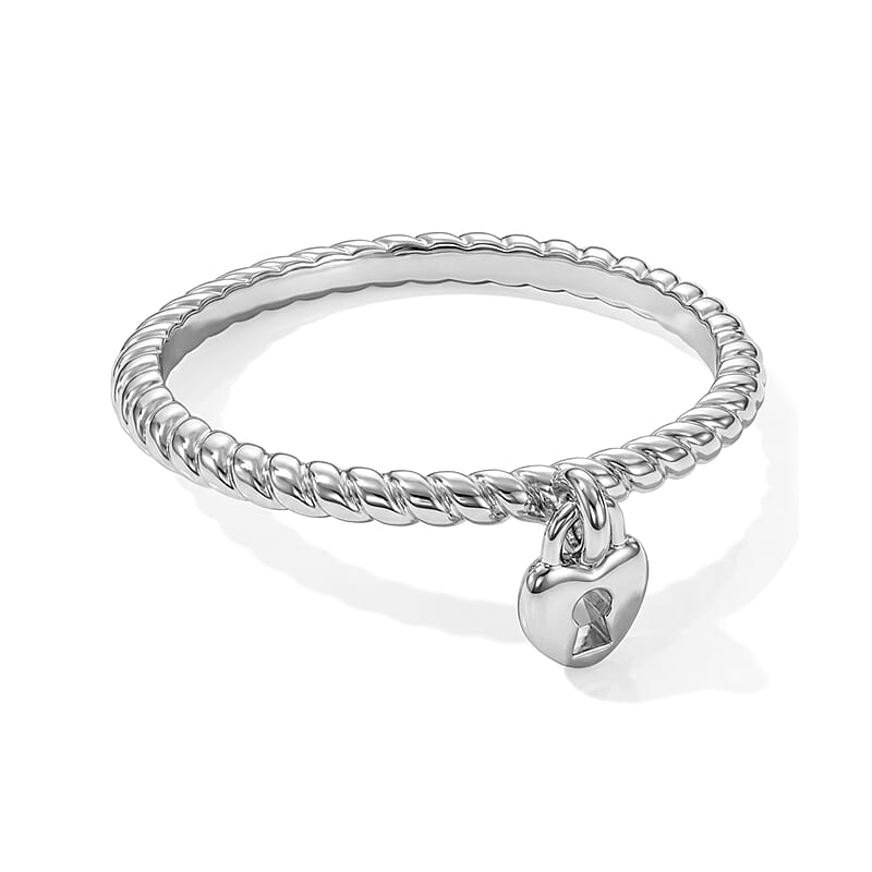 Sterling Silver Heart Locket Charm Ring (Size 9.0) 1.86 Grams