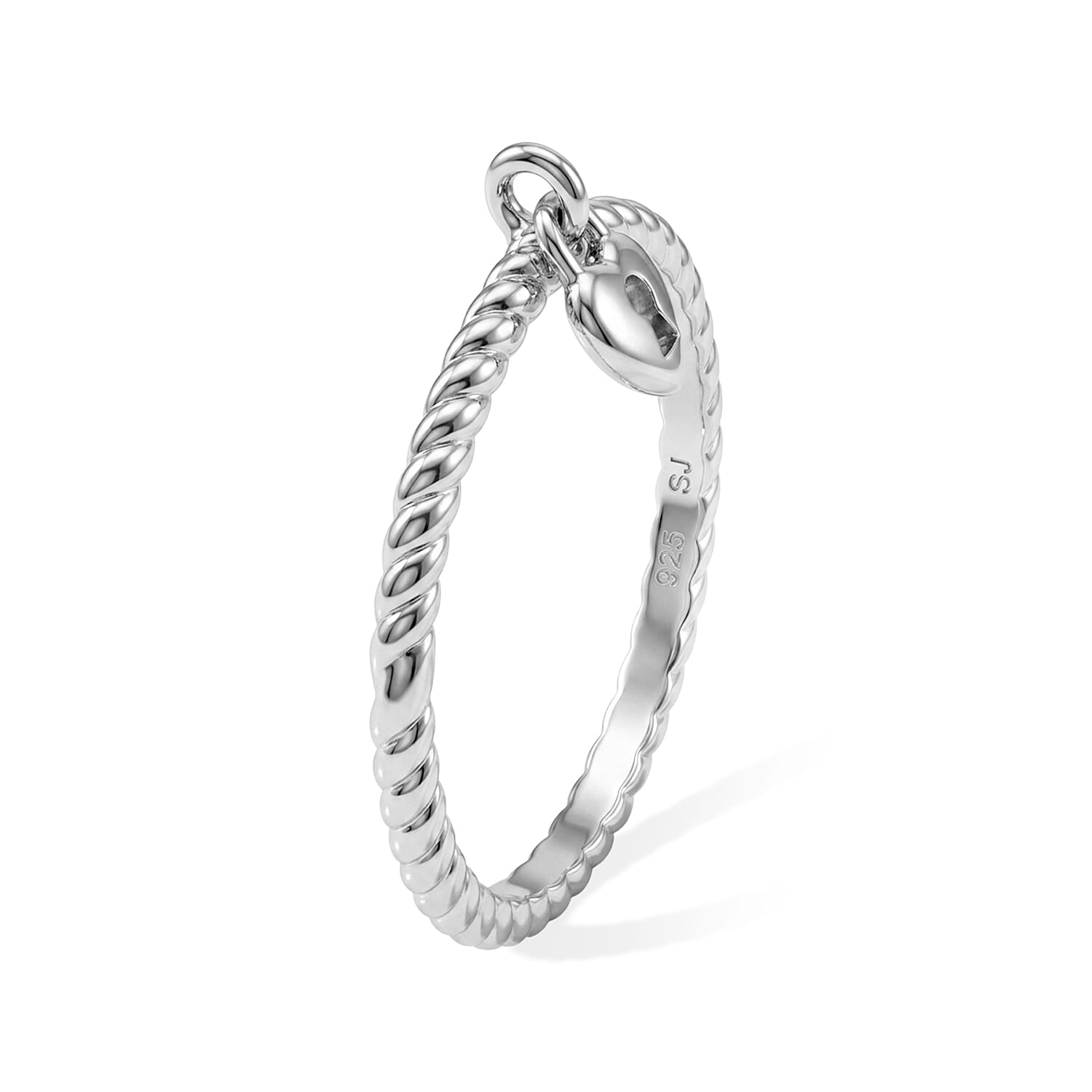 Sterling Silver Heart Locket Charm Ring (Size 9.0) 1.86 Grams