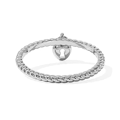 Sterling Silver Heart Locket Charm Ring (Size 9.0) 1.86 Grams