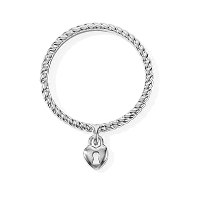 Sterling Silver Heart Locket Charm Ring (Size 9.0) 1.86 Grams