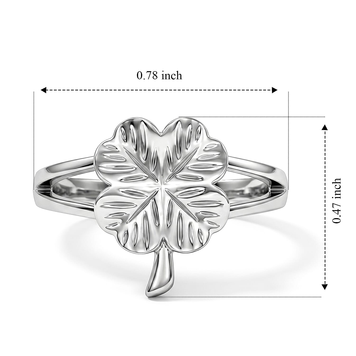 Four Leaf Clover Ring in Sterling Silver (Size 7.0) 2.8 Grams