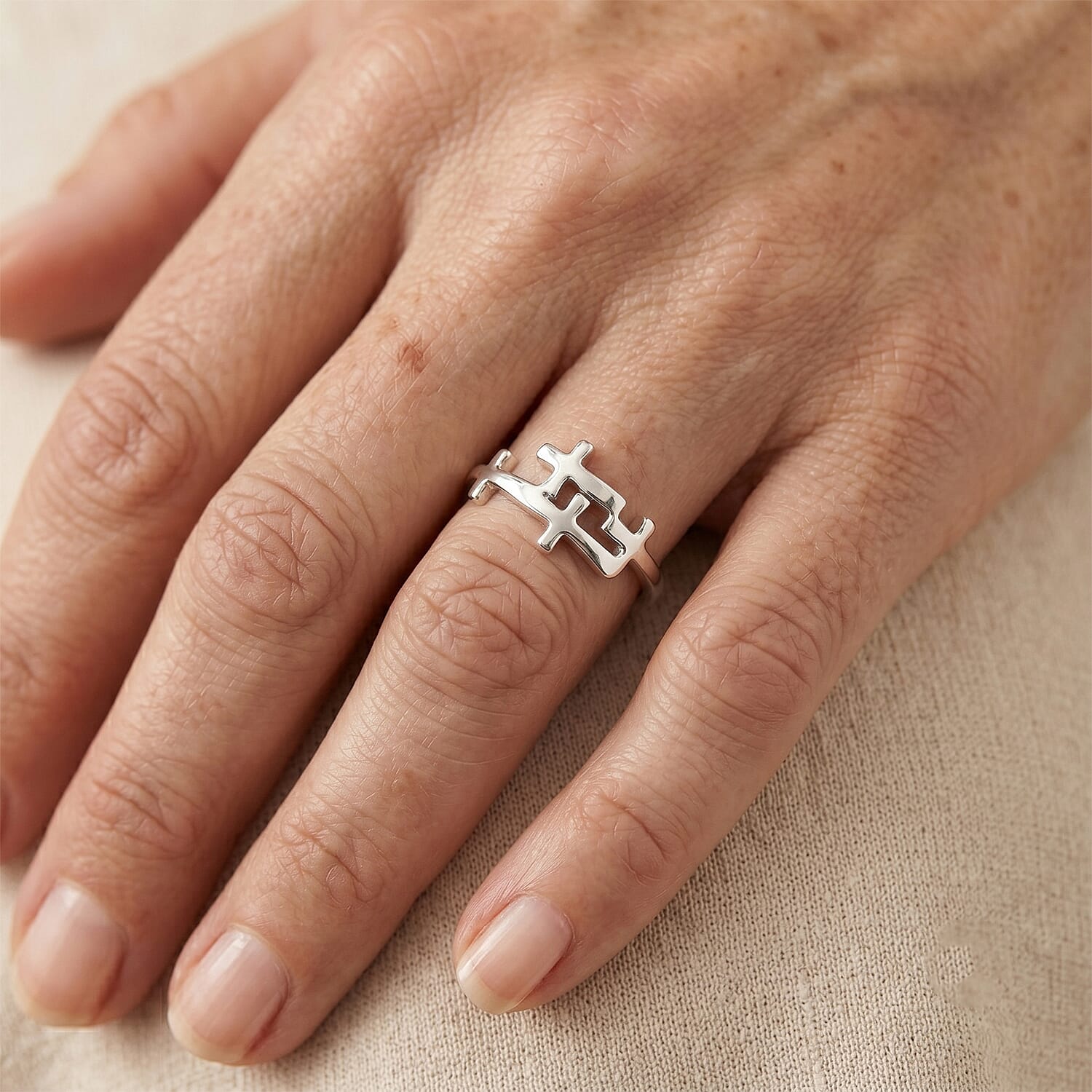 Multi Cross Ring in Sterling Silver (Size 11.0) 1.66 Grams