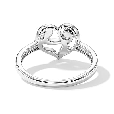 Family Heart Ring in Sterling Silver (Size 7.5) 2.54 Grams