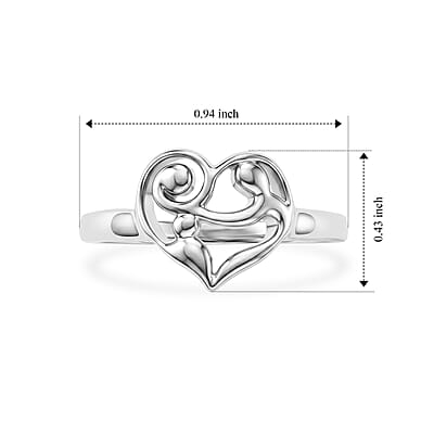 Family Heart Ring in Sterling Silver (Size 7.5) 2.54 Grams