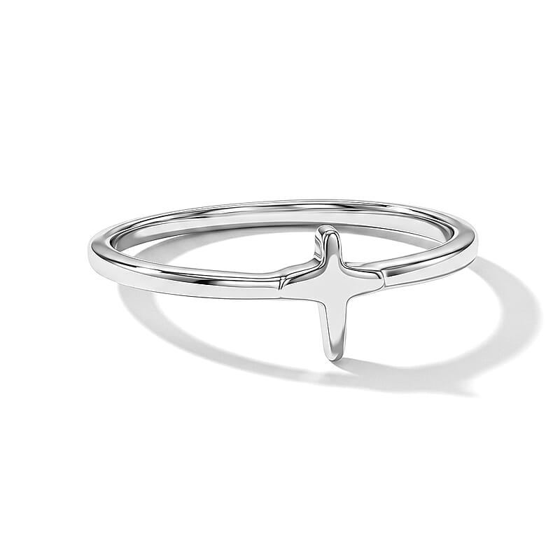 Dainty Cross Ring in Sterling Silver (Size 5.0) 0.80 Grams