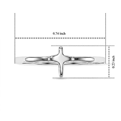 Dainty Cross Ring in Sterling Silver (Size 5.0) 0.80 Grams