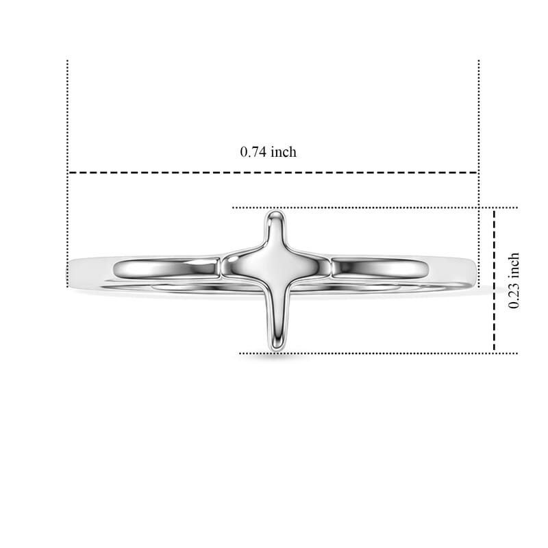 Dainty Cross Ring in Sterling Silver (Size 5.0) 0.80 Grams