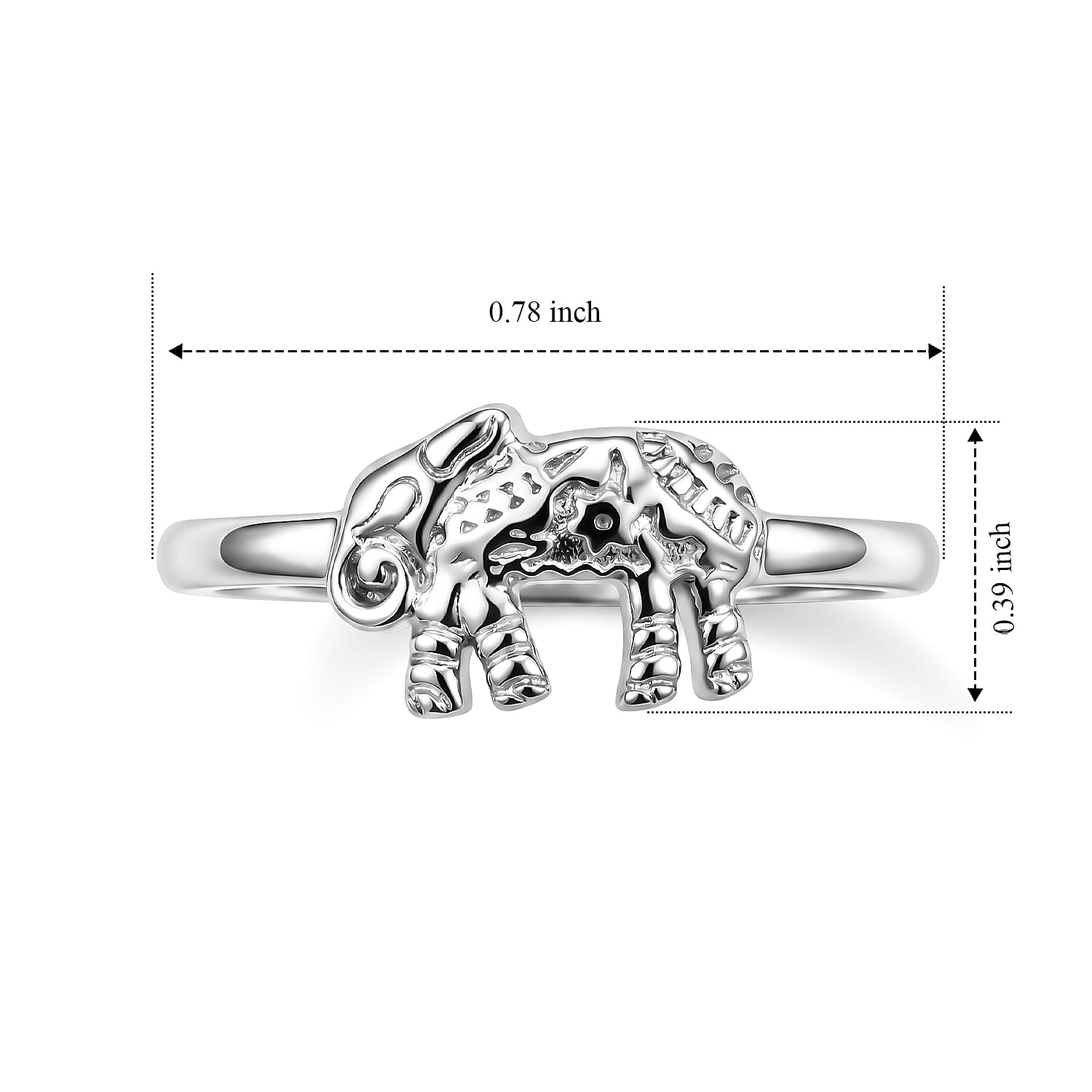Fancy Elephant Ring in Sterling Silver (Size 6.0) 1.39 Grams