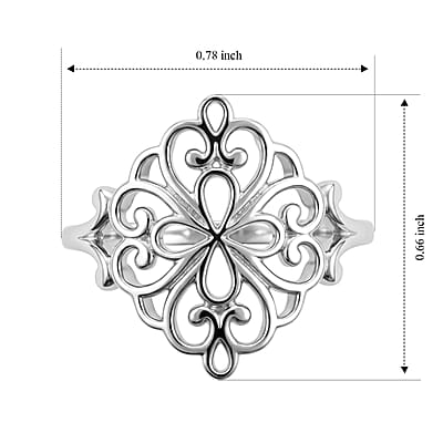 Filigree Ring in Sterling Silver (Size 7.0) 2.18 Grams