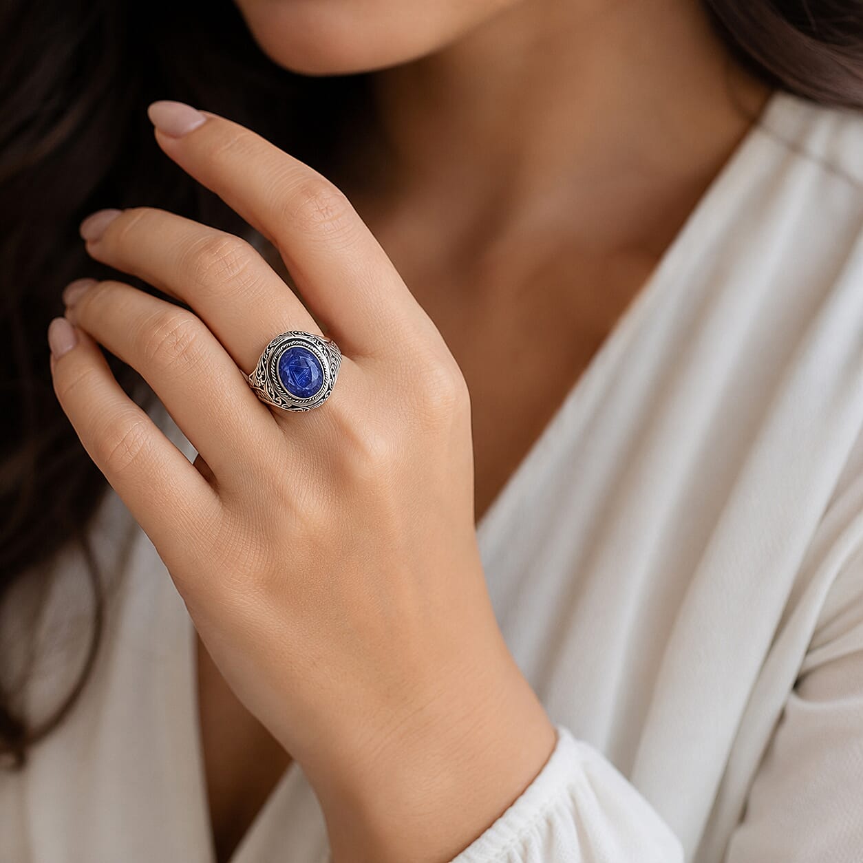 D'Joy Bali Legacy Tanzanite 7.00 ctw Ring in Sterling Silver (Size 5.0)