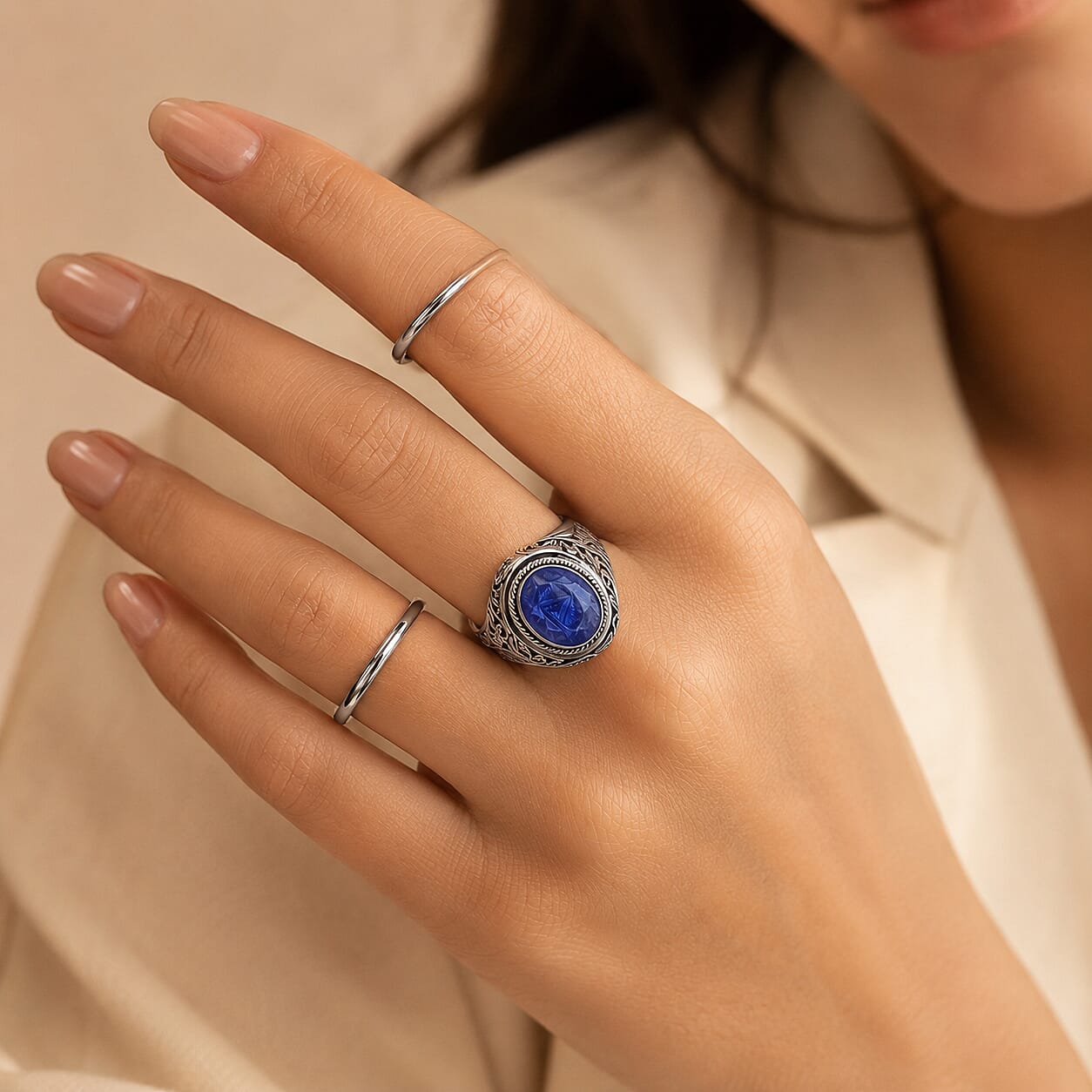 D'Joy Bali Legacy Tanzanite 7.00 ctw Ring in Sterling Silver (Size 5.0)