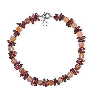 EverTrue Lodolite 180.00 ctw and Purple Pearl (D) Necklace in Platinum Bond 18-19 Inches