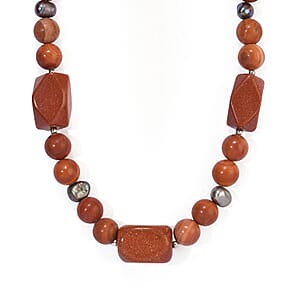 EverTrue Peacock Pearl (D) and Multi Gemstone 395.00 ctw Necklace in Platinum Bond 18 Inches