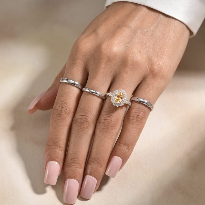 D'Joy Premium Imperial Topaz and Moissanite 1.65 ctw Ring in 18K Vermeil Yellow Gold Over Sterling Silver (Size 6.0)