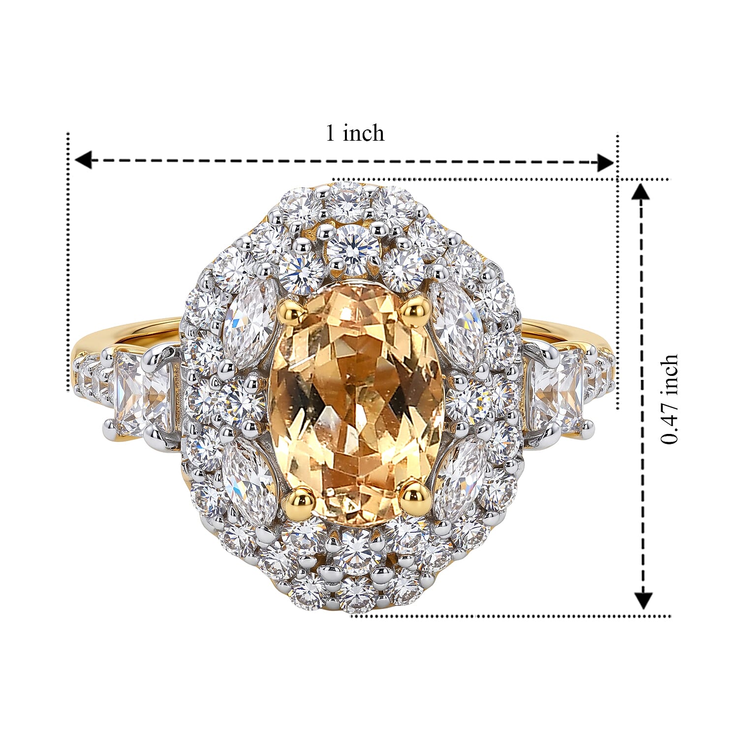 D'Joy Premium Imperial Topaz and Moissanite 1.65 ctw Ring in 18K Vermeil Yellow Gold Over Sterling Silver (Size 6.0)