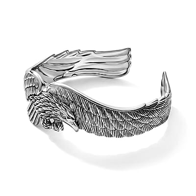 D'Joy Bali Legacy Eagle Bangle Bracelet in Sterling Silver (7.25 In) 20.60 Grams