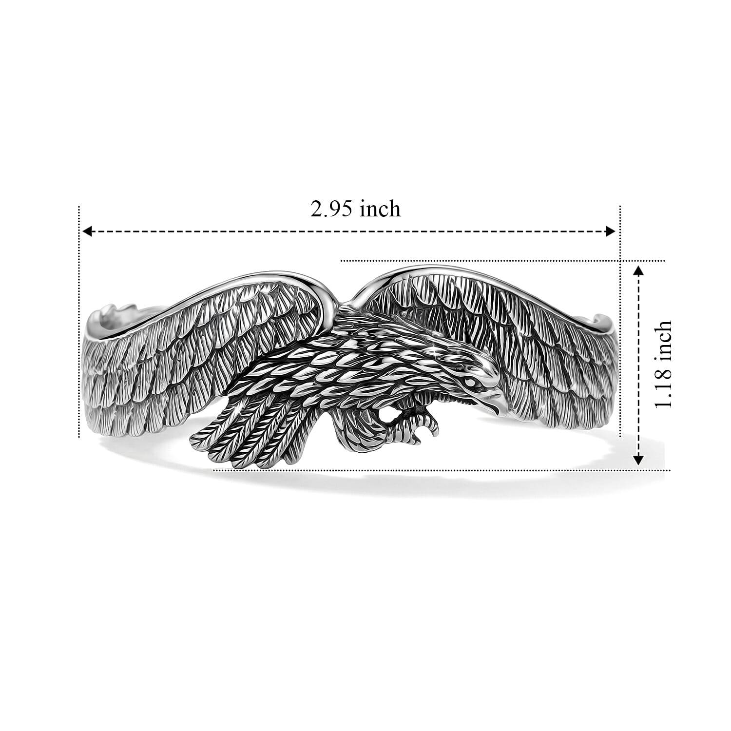 D'Joy Bali Legacy Eagle Bangle Bracelet in Sterling Silver (7.25 In) 20.60 Grams