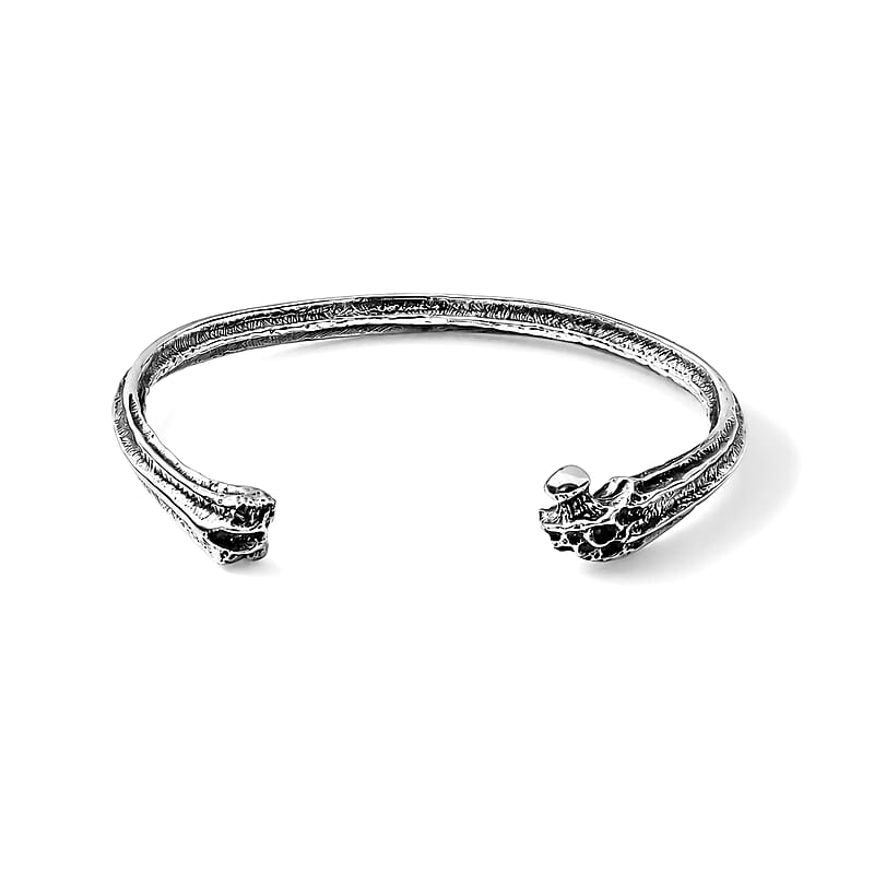 D'Joy Bali Legacy Dragon Bone Bangle Bracelet in Sterling Silver (7.25 In) 21.85 Grams