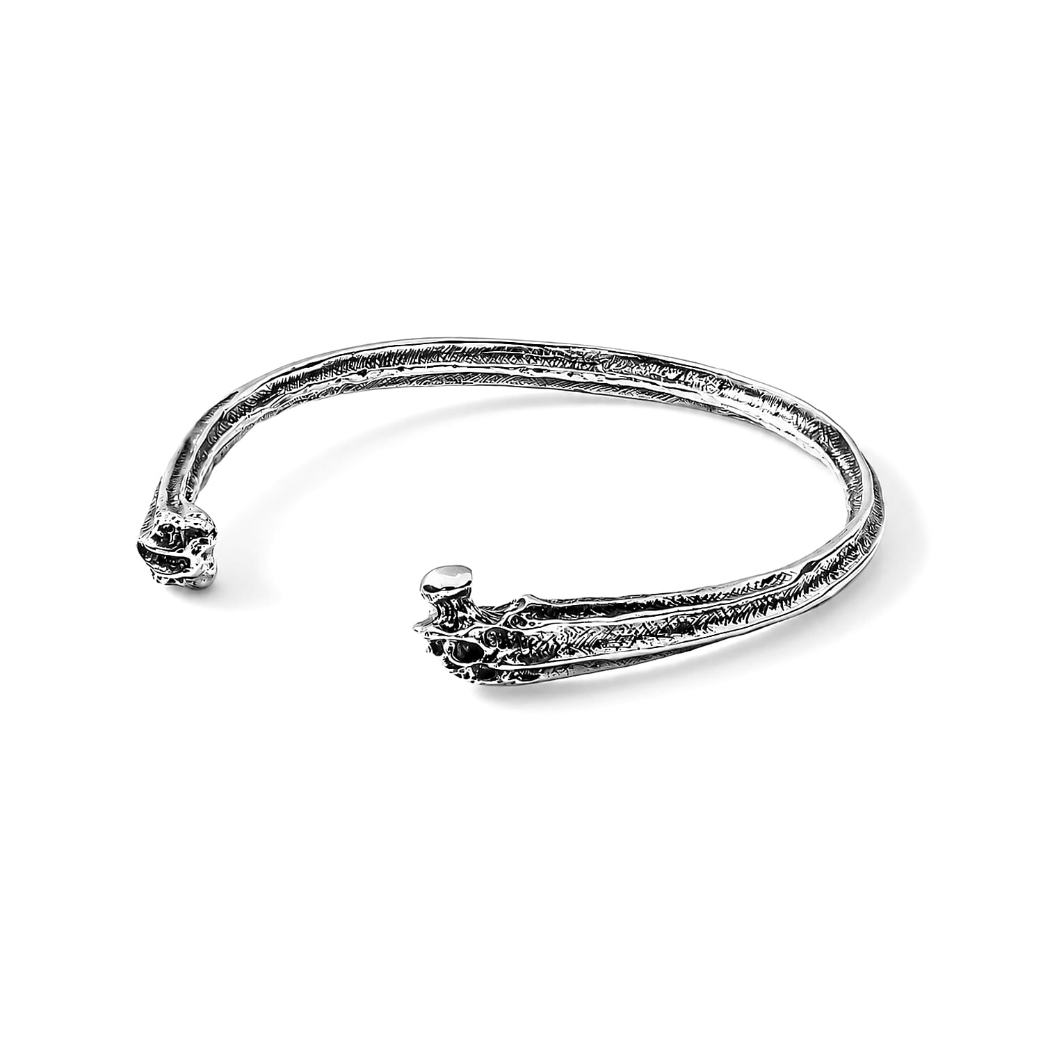 D'Joy Bali Legacy Dragon Bone Bangle Bracelet in Sterling Silver (7.25 In) 21.85 Grams