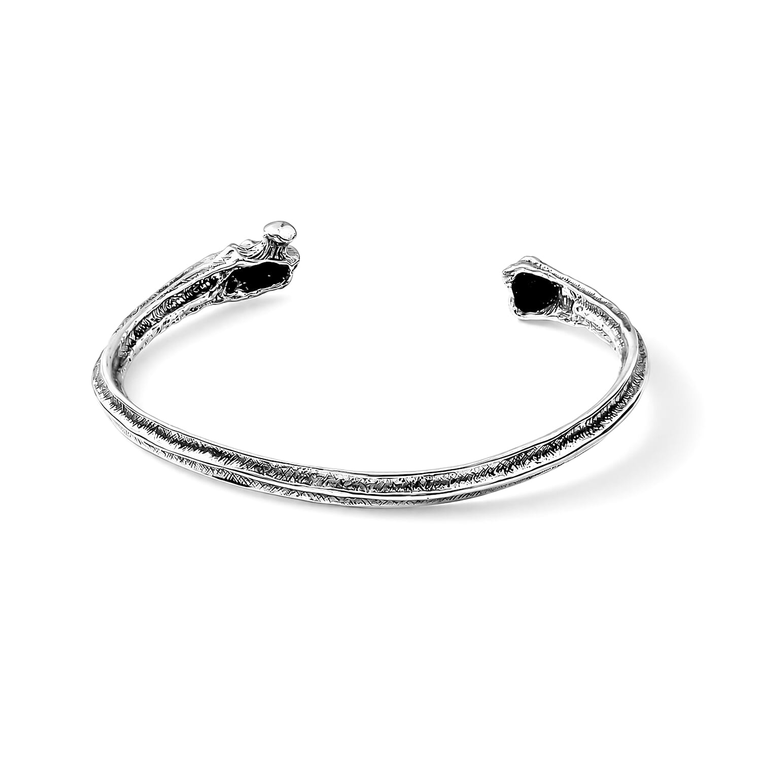 D'Joy Bali Legacy Dragon Bone Bangle Bracelet in Sterling Silver (7.25 In) 21.85 Grams
