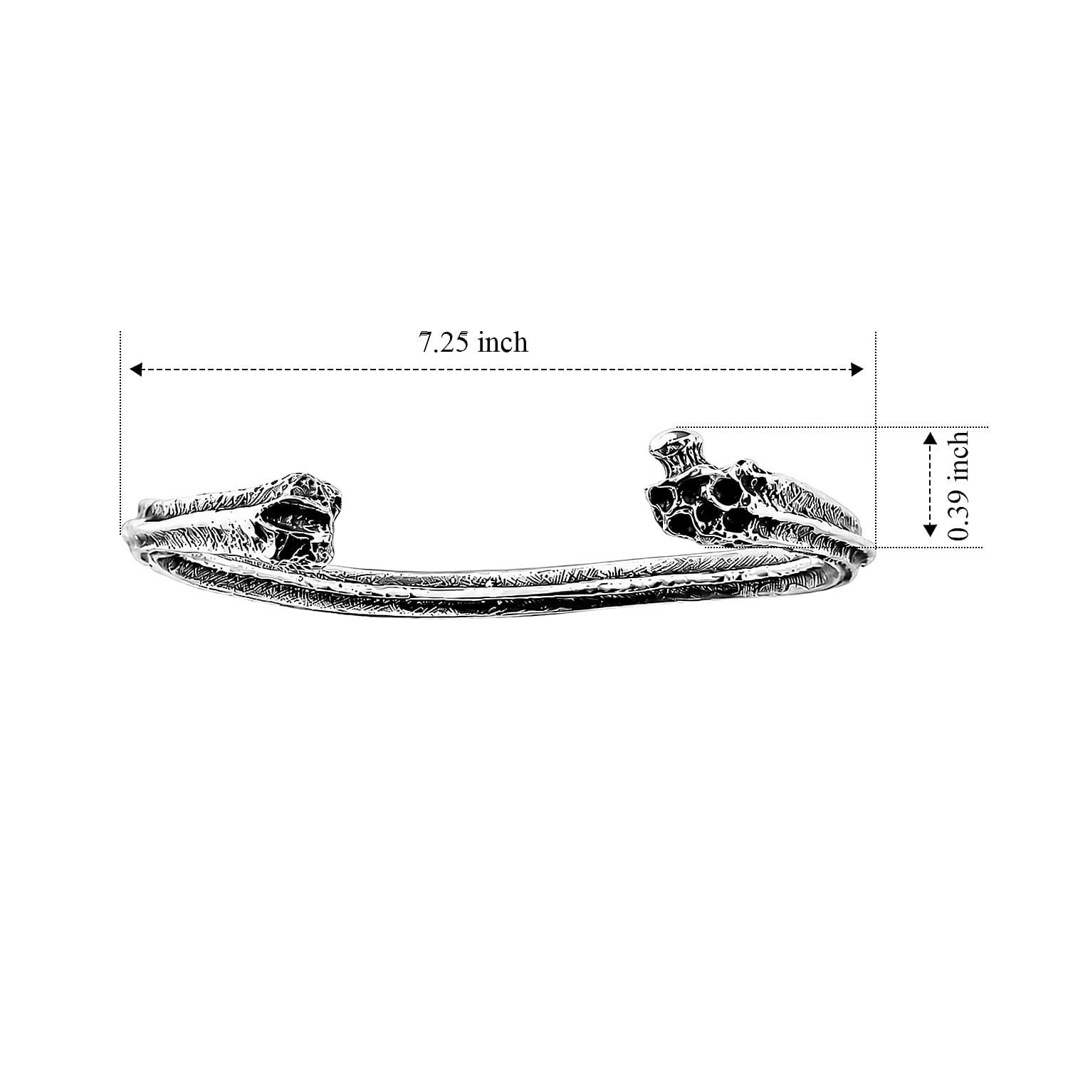 D'Joy Bali Legacy Dragon Bone Bangle Bracelet in Sterling Silver (7.25 In) 21.85 Grams