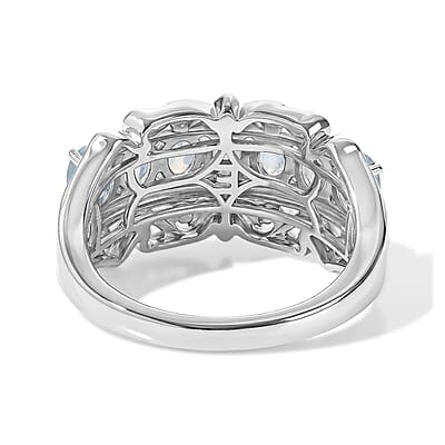 EverTrue Rainbow Moonstone 1.10 ctw Ring in 18K YG Plated and Platinum Bond (Size 5.0)