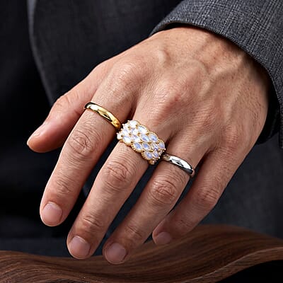 EverTrue Rainbow Moonstone and White Zircon 2.65 ctw Ring in 18K YG Plated (Size 5.0)