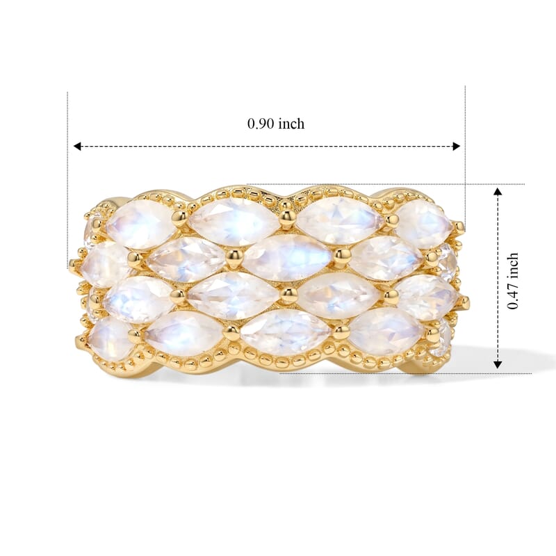 EverTrue Rainbow Moonstone and White Zircon 2.65 ctw Moonfire Elegance Ring in 18K YG Plated (Size 6.0)
