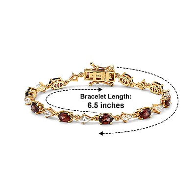 D'Joy AAA Red Zircon and White Zircon 8.35 ctw Bracelet in 18K Vermeil Yellow Gold Over Sterling Silver (6.50 In)