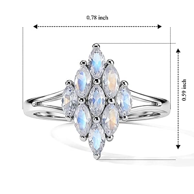 EverTrue Rainbow Moonstone 0.80 ctw Ring in Platinum Bond (Size 5.0)