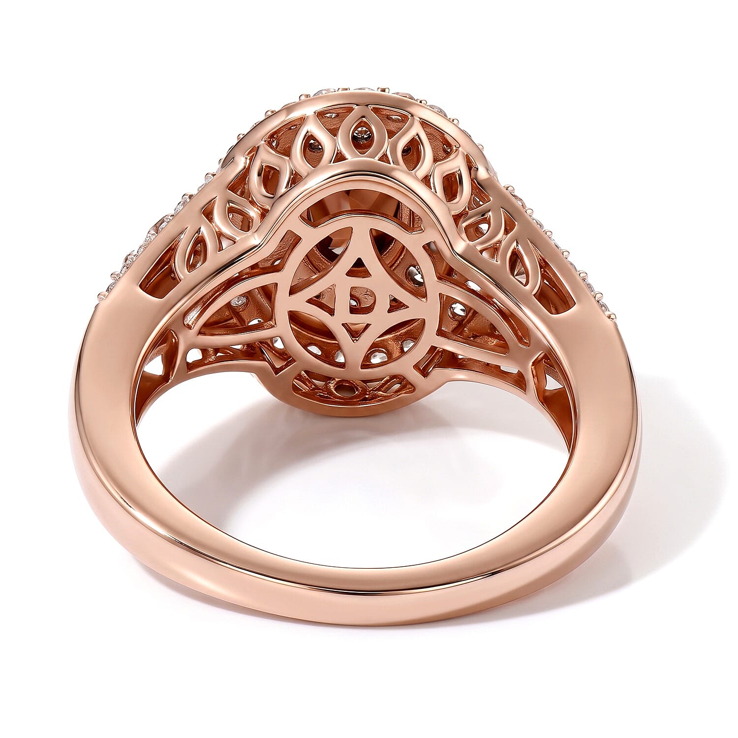 D'Joy AAA Red Zircon, White and Chocolate Zircon 2.90 ctw Ring in 18K Vermeil Rose Gold Over Sterling Silver (Size 5.0)