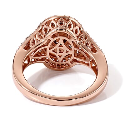 D'Joy AAA Red Zircon, White and Chocolate Zircon 2.90 ctw Ring in 18K Vermeil Rose Gold Over Sterling Silver (Size 5.0)